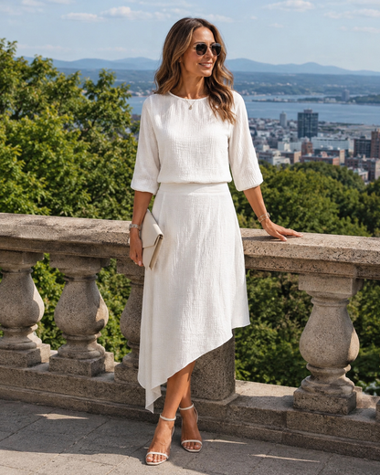 Ensemble Femme Jupe Asymétrique Fluide Coupe Ample - PanierRoyale