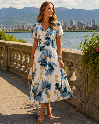 Robe midi Femme Cache-cœur Coupe Fluide - PanierRoyale