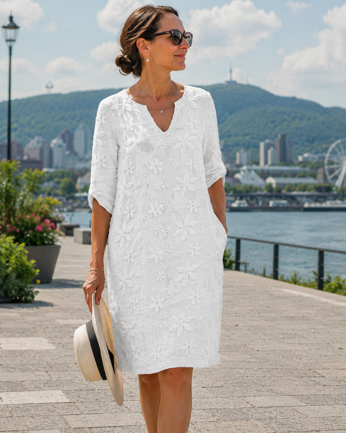 Robe Femme Fluide Col en V Motif Floral - PanierRoyale