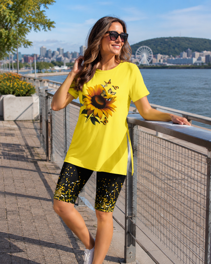 Ensemble Femme Tunique Longue et Short Imprimé Floral Coupe - PanierRoyale