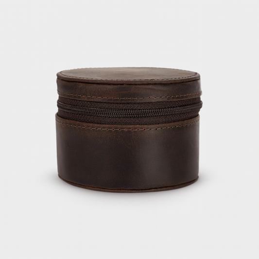 Boîtier Montre Rond en Cuir avec Fermeture à Pression - PanierRoyale