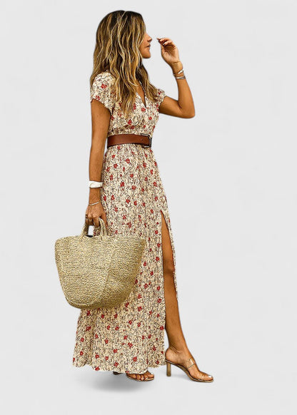 Robe Bohème Décontractée pour Femme avec Décolleté en V