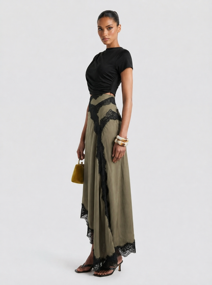 Ensemble Femme Asymétrique et Jupe Dentelle Ajustée