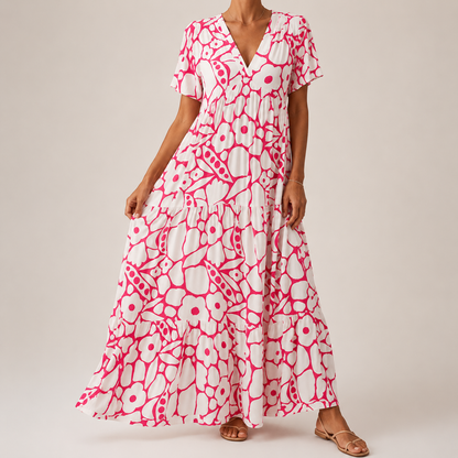 Robe longue Femme Imprimé Floral Col en V Style Bohème