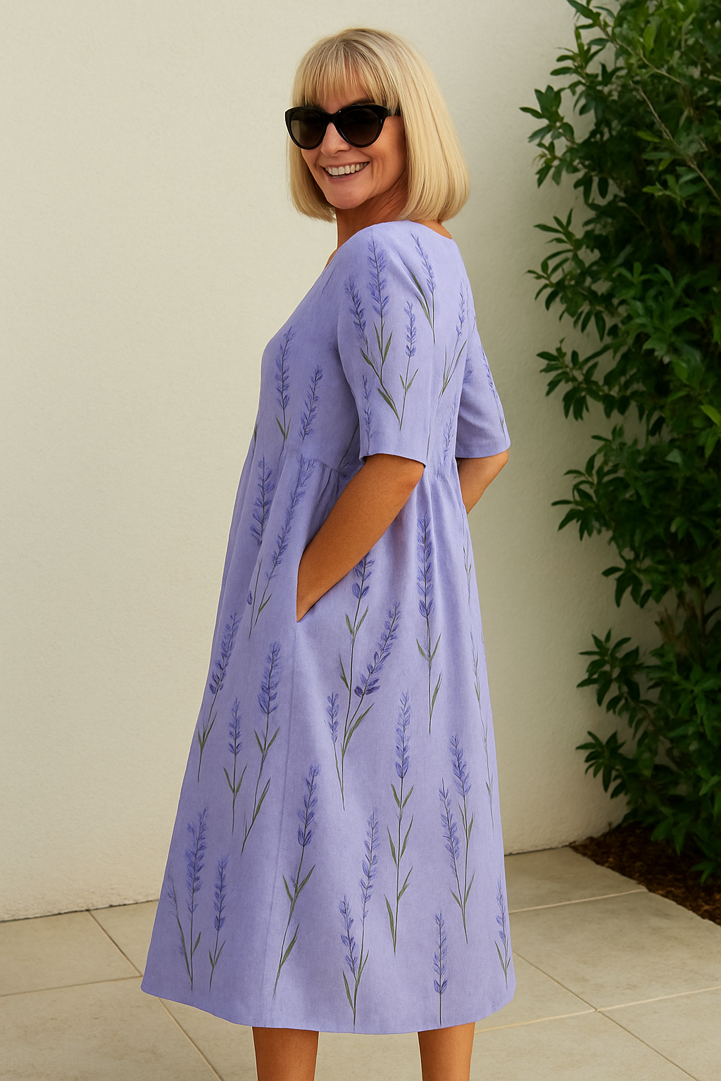 Robe Midi Femme Imprimé Floral Décontractée Coupe Fluide