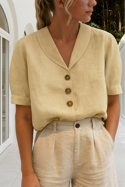 Blouse Femme Manches Courtes avec Boutons Classique