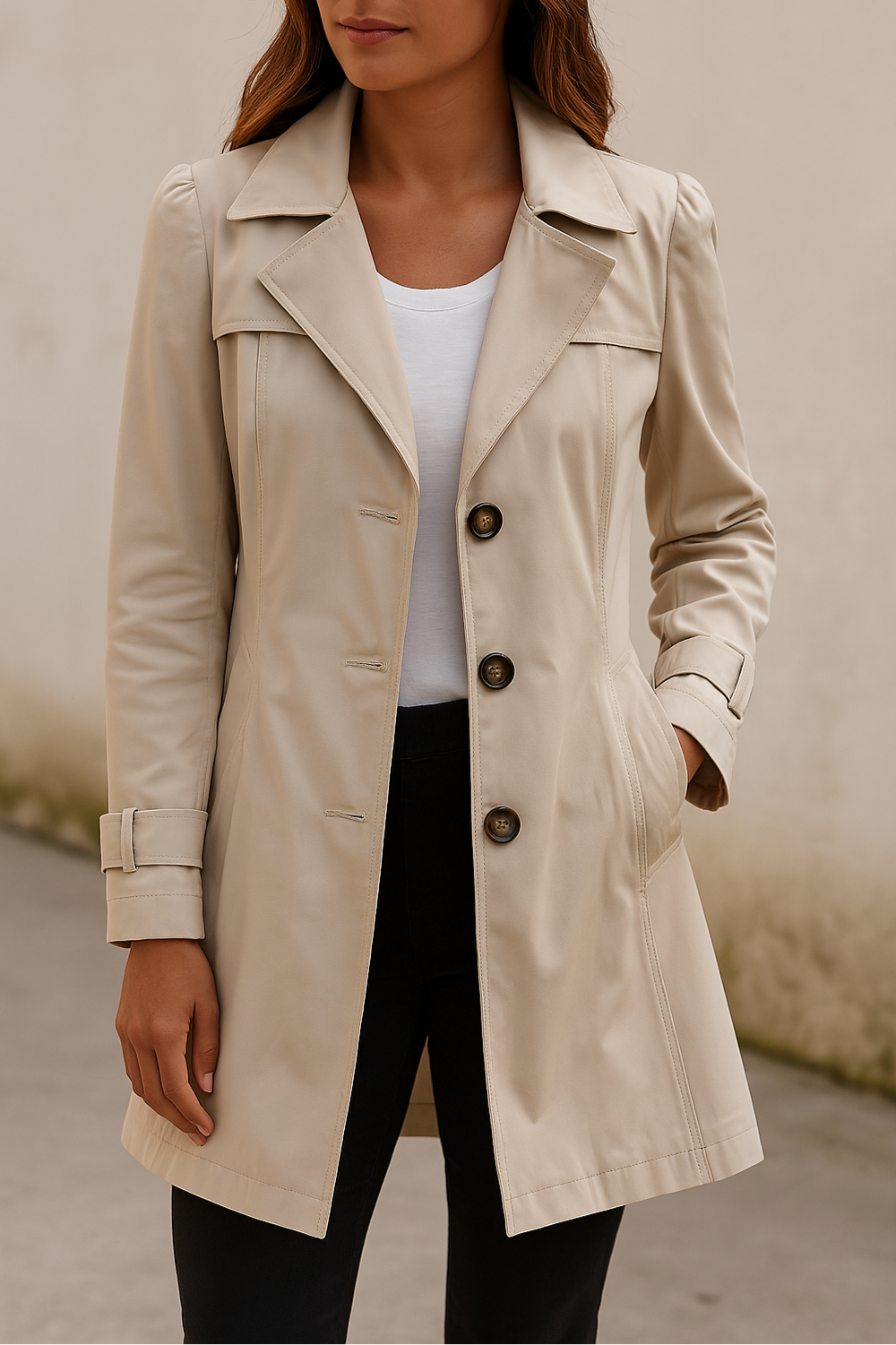 Manteau Femme Trench Classique Beige Doublé - PanierRoyale