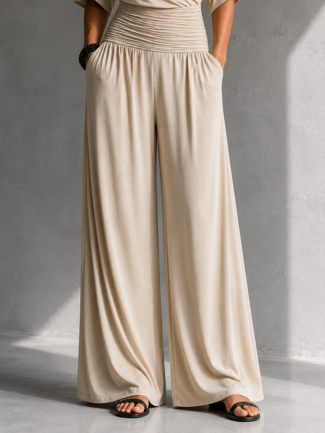 Combinaison Femme Col V Croisé Pantalon Large
