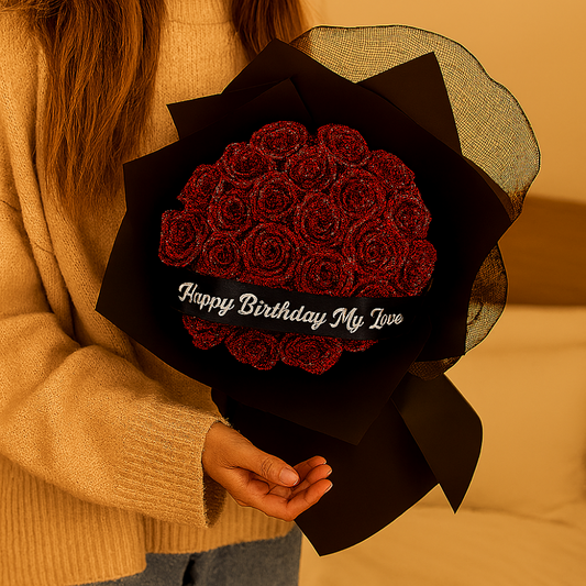 Bouquet de Roses Artificielles Luxe Brillantes - PanierRoyale