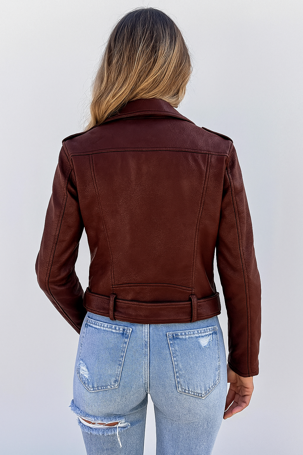 Veste Biker Femme Similicuir Fermeture Asymétrique Coupe Urbaine