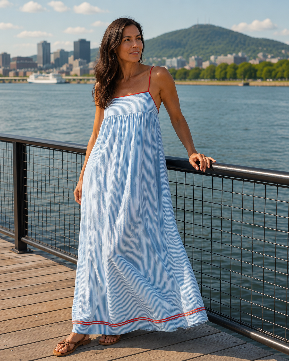 Robe longue Femme Coton Bretelles Spaghetti - PanierRoyale