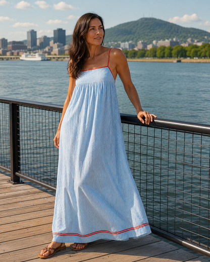 Robe longue Femme Coton Bretelles Spaghetti - PanierRoyale
