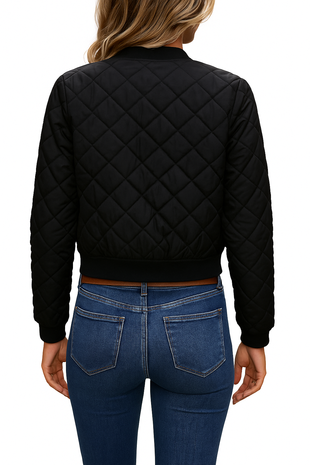 Bomber Femme Matelassé Coupe Légère Motif Losanges