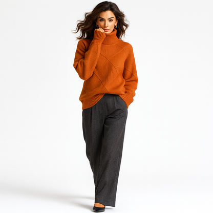 Pull Femme Col Rond Doux et Chaude pour Hiver