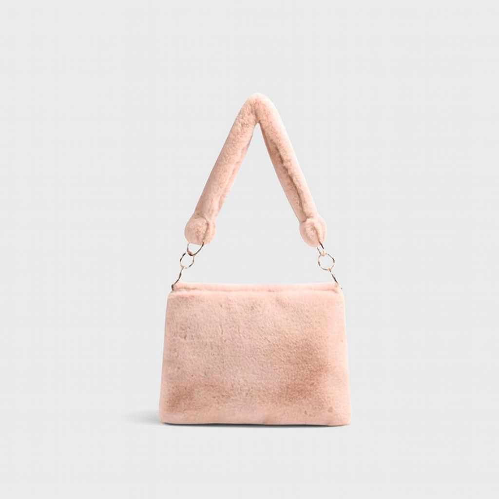 Sac à Épaule en Fourrure Synthétique avec Poche Zippée - PanierRoyale