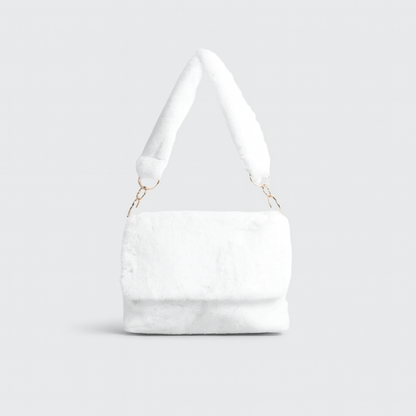 Sac à Épaule en Fourrure Synthétique avec Poche Zippée