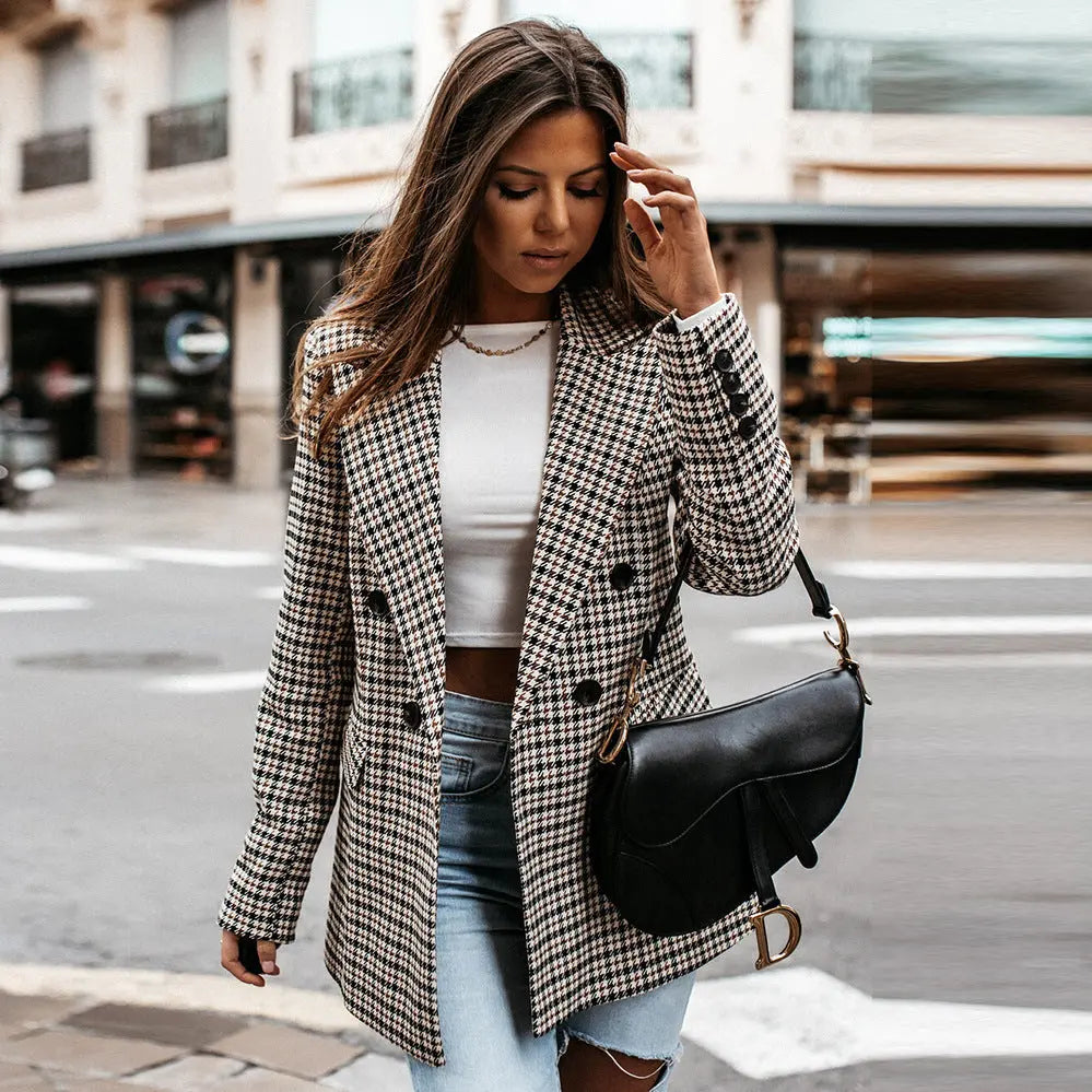 Blazer Femme Élégant à Carreaux - BerlinGlamour