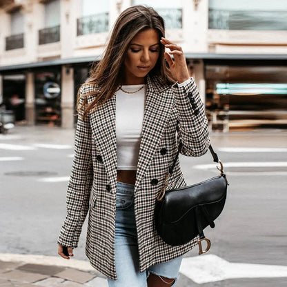 Blazer Femme Élégant à Carreaux - BerlinGlamour