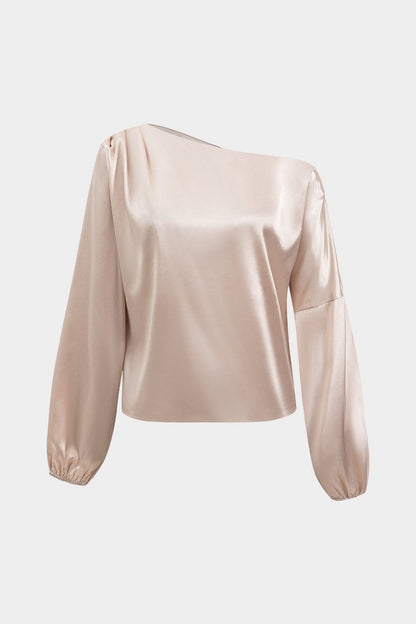 Blouse en satin une épaule asymétrique élégante - BerlinGlamour