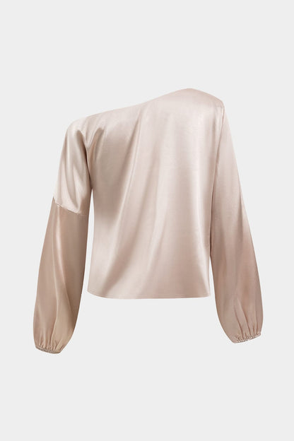 Blouse en satin une épaule asymétrique élégante