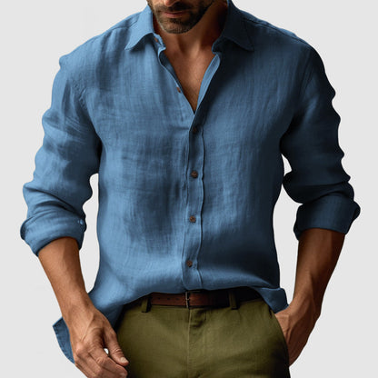 Chemise Homme Lin Coton Manches Longues pour Été