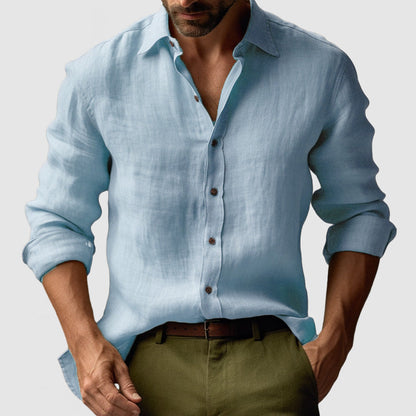Chemise Homme Lin Coton Manches Longues pour Été