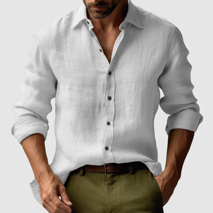 Chemise Homme Lin Coton Manches Longues pour Été