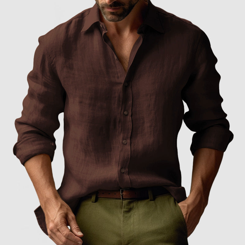 Chemise Homme Lin Coton Manches Longues pour Été