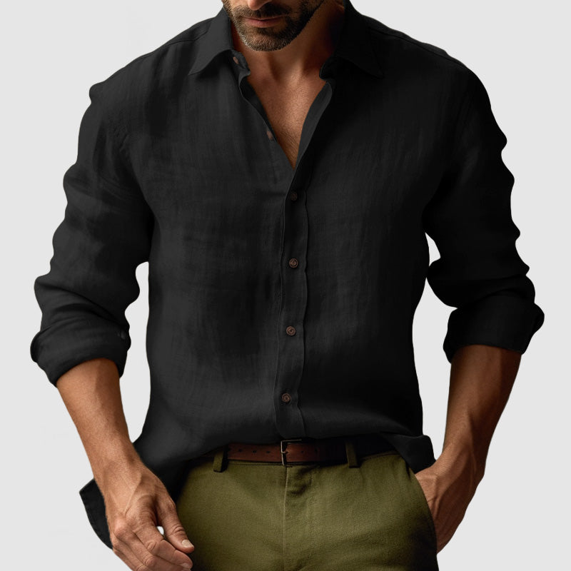 Chemise Homme Lin Coton Manches Longues pour Été