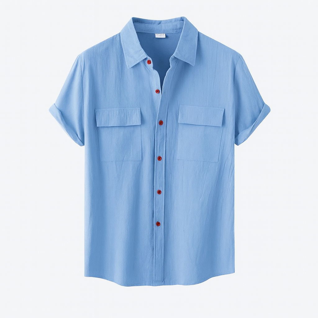 Chemise Homme Grise avec Boutons Contrastés