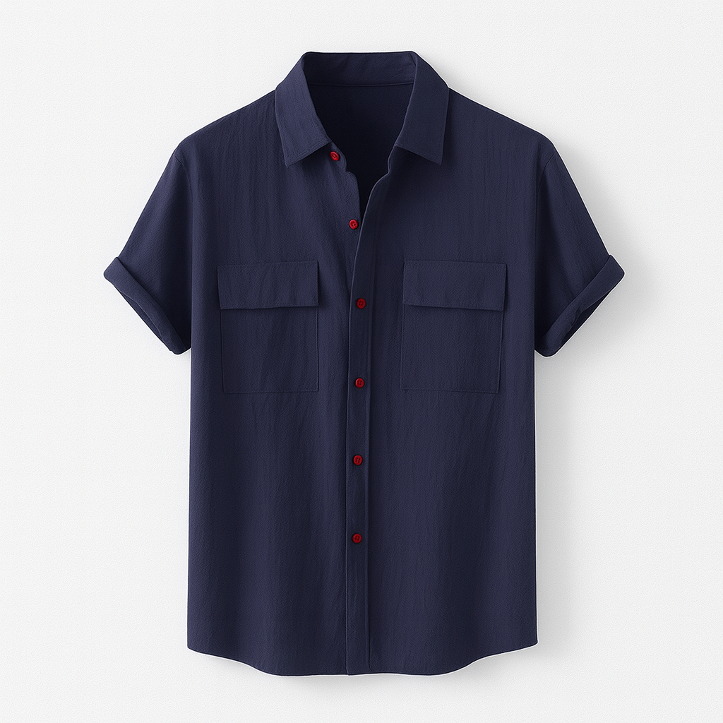 Chemise Homme Grise avec Boutons Contrastés