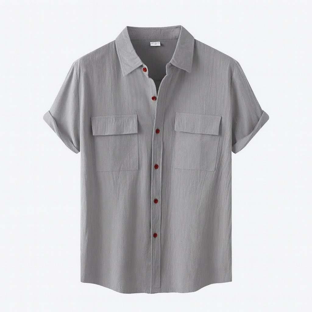 Chemise Homme Grise avec Boutons Contrastés - PanierRoyale