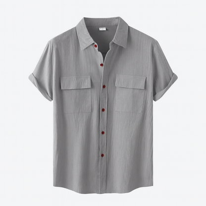 Chemise Homme Grise avec Boutons Contrastés - PanierRoyale