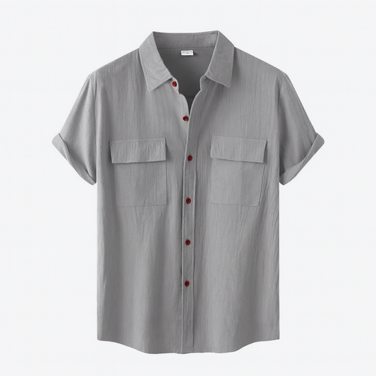 Chemise Homme Grise avec Boutons Contrastés - PanierRoyale