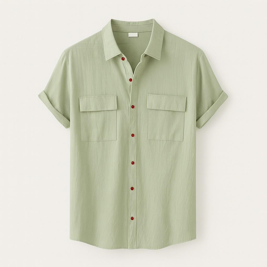 Chemise Homme Grise avec Boutons Contrastés