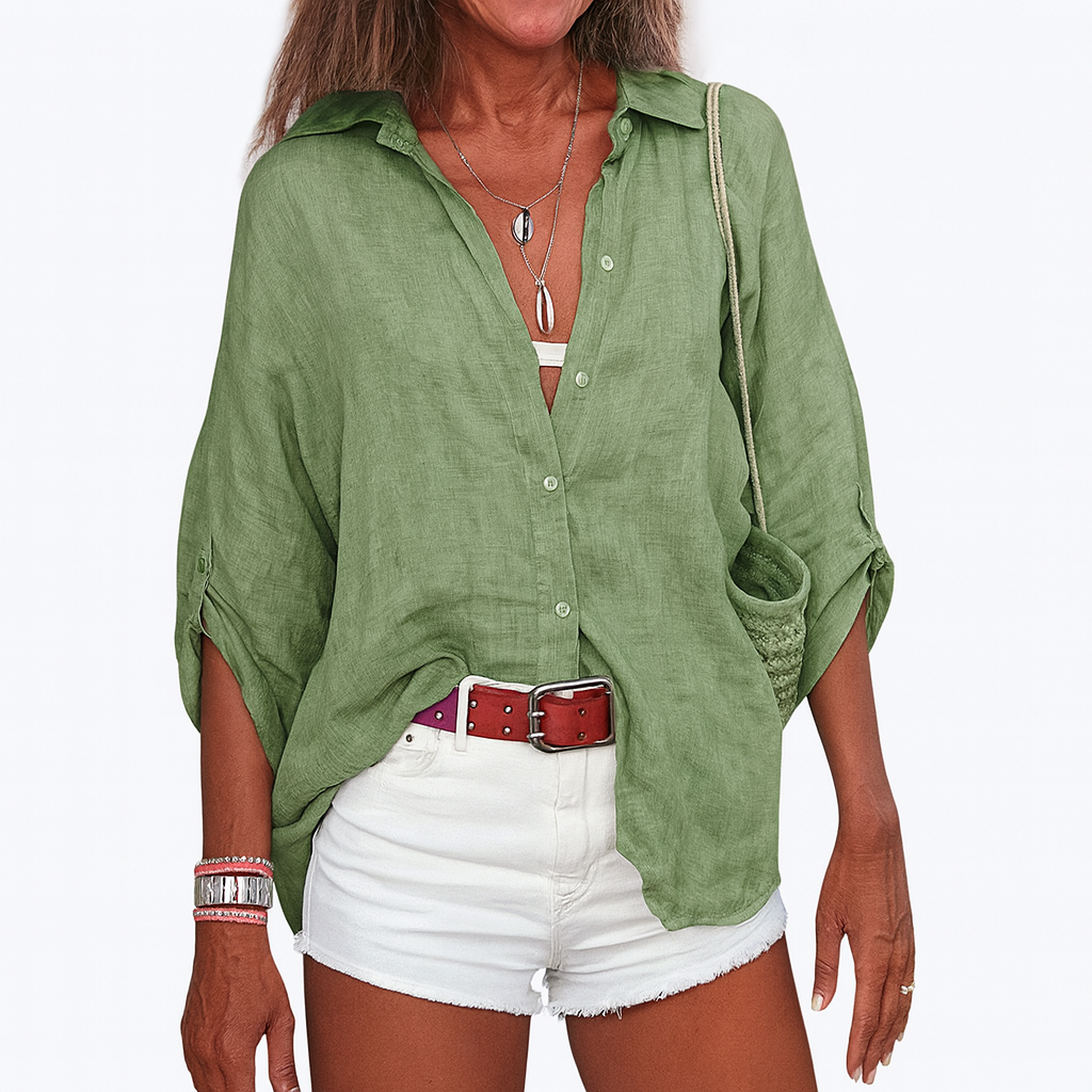 Chemise Lin Femme Manches Courtes Été Naturel