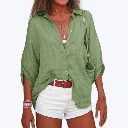 Chemise Lin Femme Manches Courtes Été Naturel