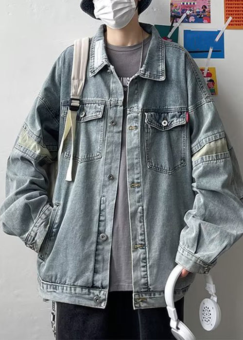 Vestes homme patchwork chic avec poches bleu clair - EasyApparels