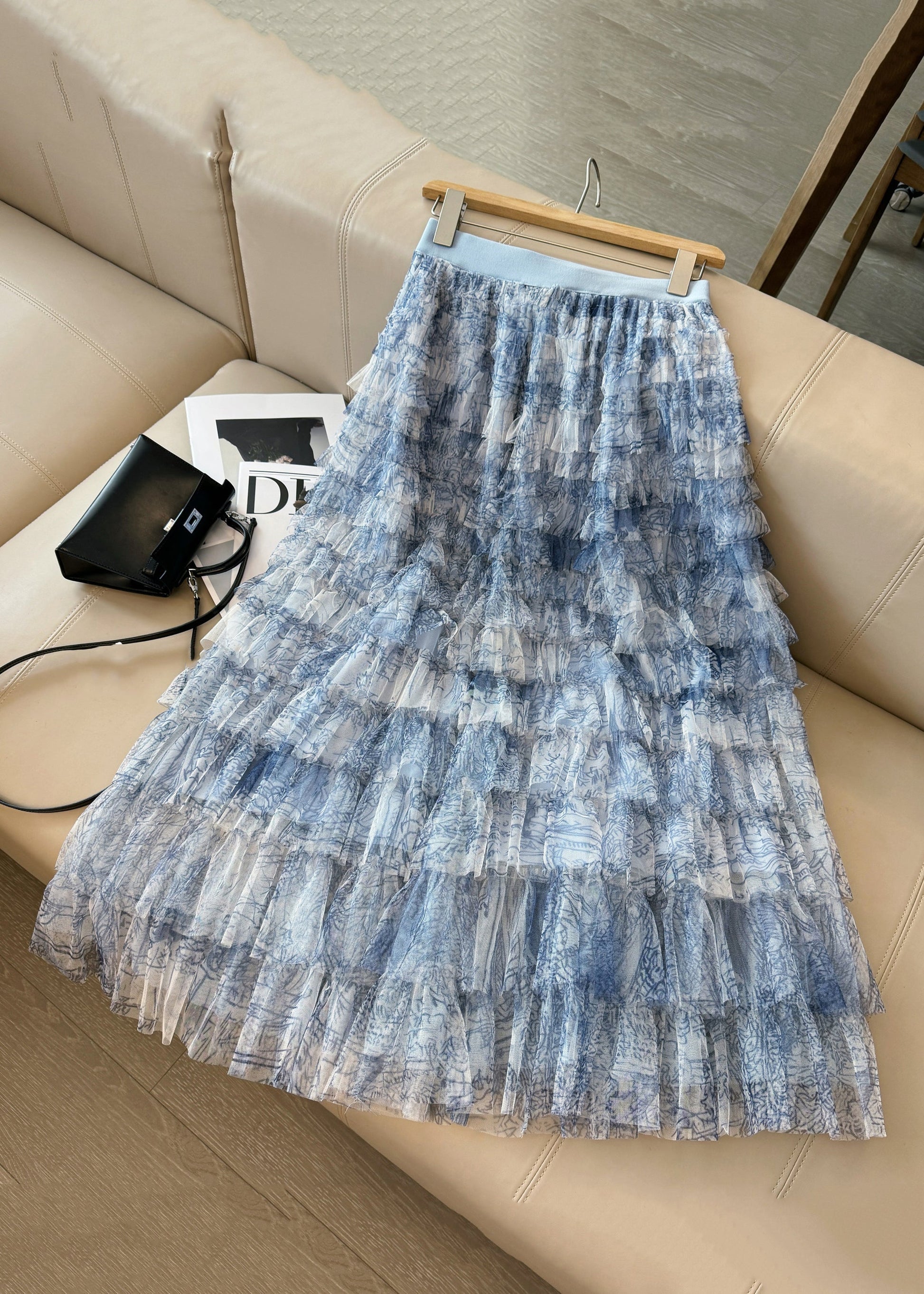 Jupe élégante en tulle bleu dégradé pour femme - EasyApparels