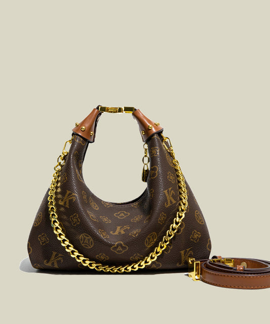 Sac à main élégant en cuir brun avec bandoulière tissée - EasyApparels