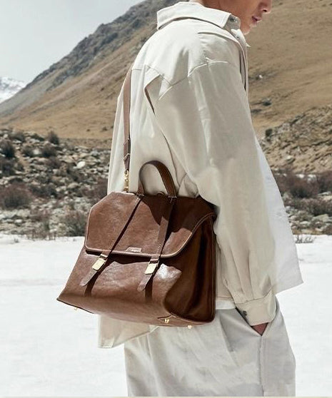 Large Leather Backpack for Men Brown - EasyApparels