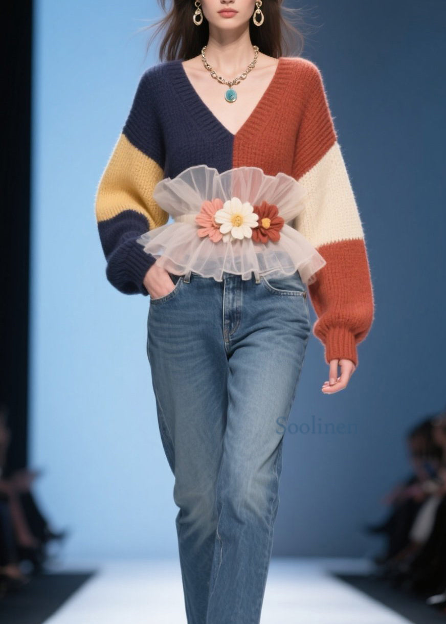 Pull élégant à fleurs en dentelle pour femme automne - EasyApparels
