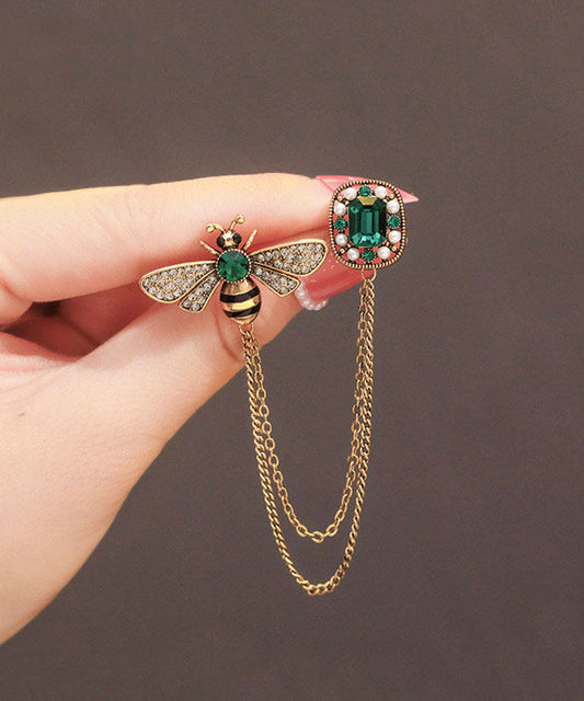 Bijoux élégants en cuivre doré avec pompon en strass et abeille - EasyApparels