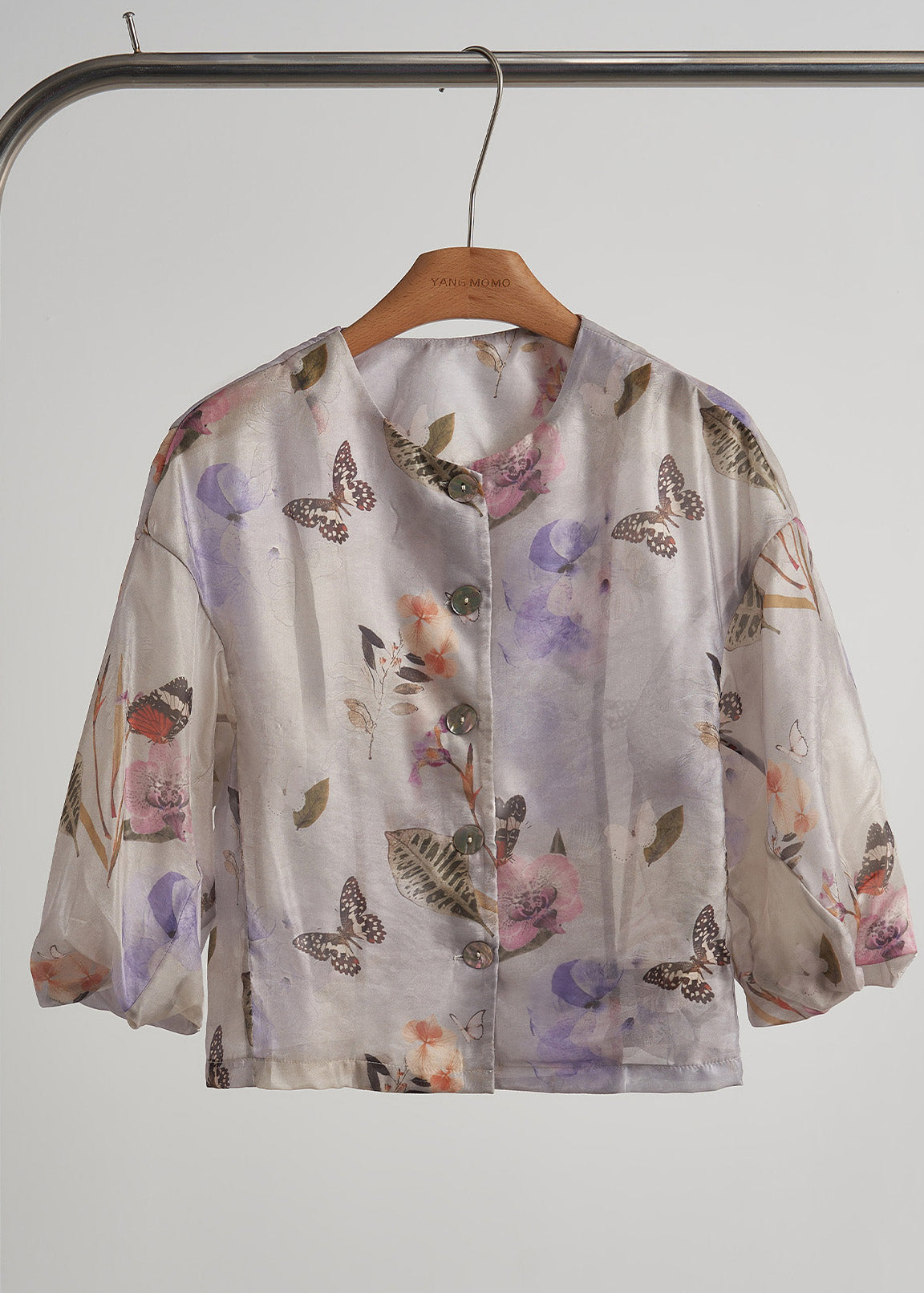 Large Violet Printed Cotton Blouse Autumn - EasyApparels