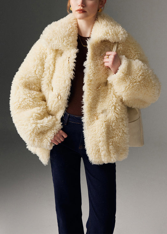 Manteaux d'hiver doux, jaunes, larges et épais en fausse fourrure - EasyApparels