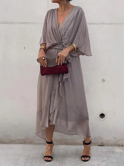 ChicÉlégance™ – Robe Longue Femme Élégante en Mousseline de Soie Légère