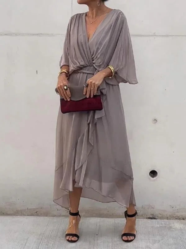 Robe Longue Femme en Soie Légère Élégante pour Soirée