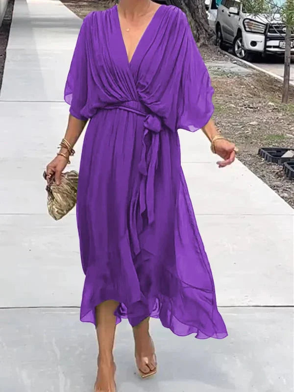 ChicÉlégance™ – Robe Longue Femme Élégante en Mousseline de Soie Légère