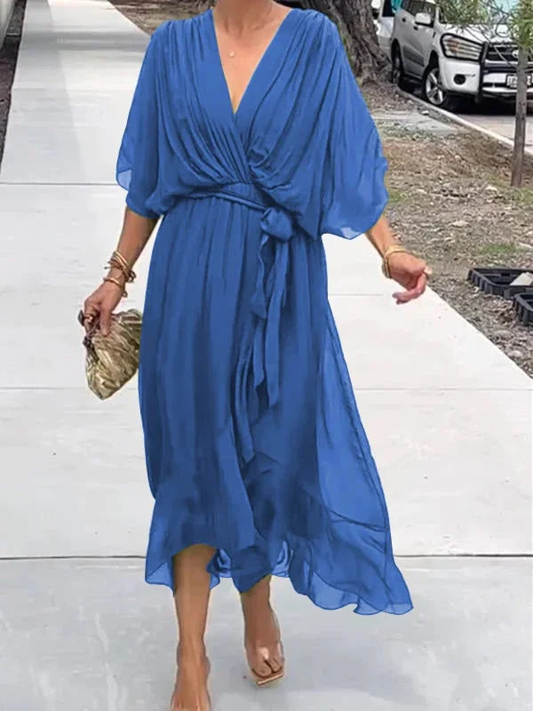 ChicÉlégance™ – Robe Longue Femme Élégante en Mousseline de Soie Légère