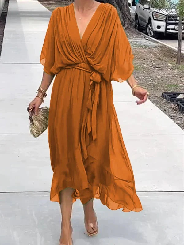 Robe Longue Femme en Soie Légère Élégante pour Soirée